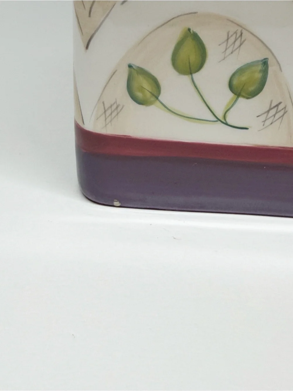 Vintage 90s Wasmutta Floral Geometric Ceramic Tissue Box Cover